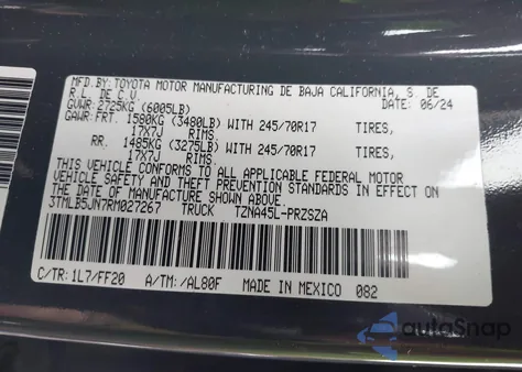 2024 Toyota Tacoma Double Cab from USA, damaged, VIN 3TMLB5JN7RM027267